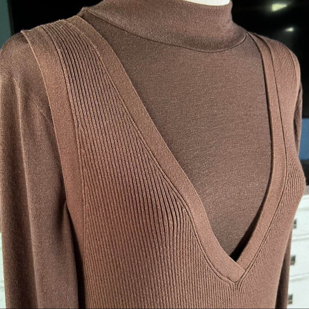 Anthropologie Daily Practice Slim V-Neck Two Piece Knit Dress Set M - Picture 5 of 14